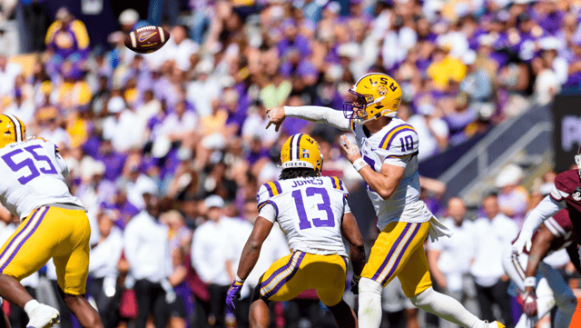 LSU QB Sam Leavitt turned in another big game in the win over Mississippi State (Photo: USA TODAY Network via Reuters Connect)